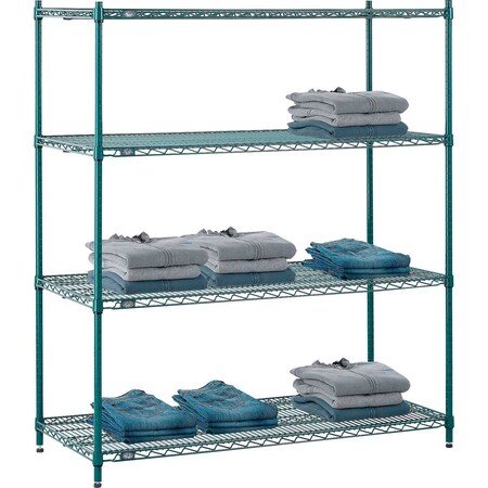 Nexel Poly-Green, 4 Tier, Wire Shelving Starter Unit, 54W x 21D x 63H 21546G